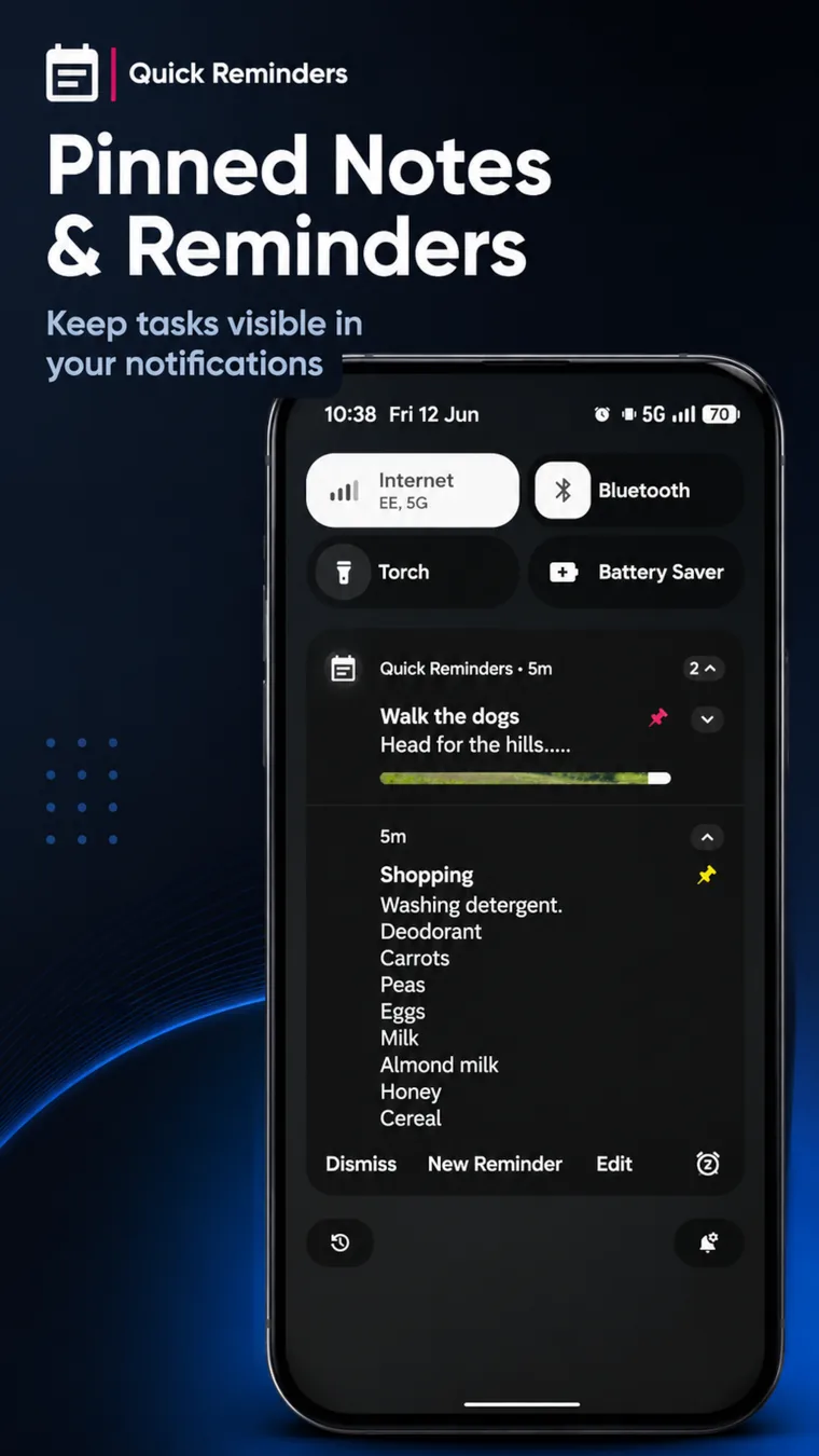 Quick Reminders pinned notifications promo image