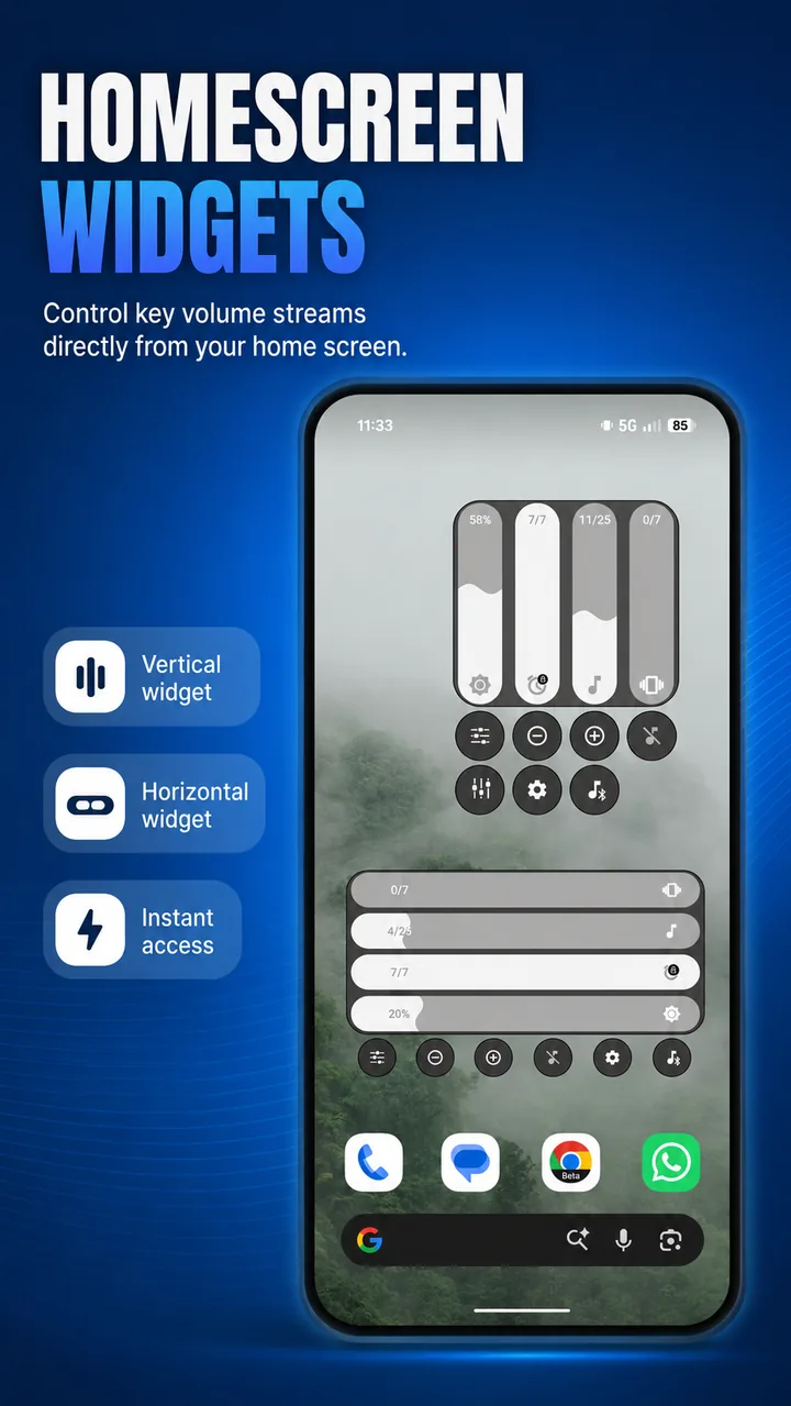 Volume Control Panel home-screen volume widget examples